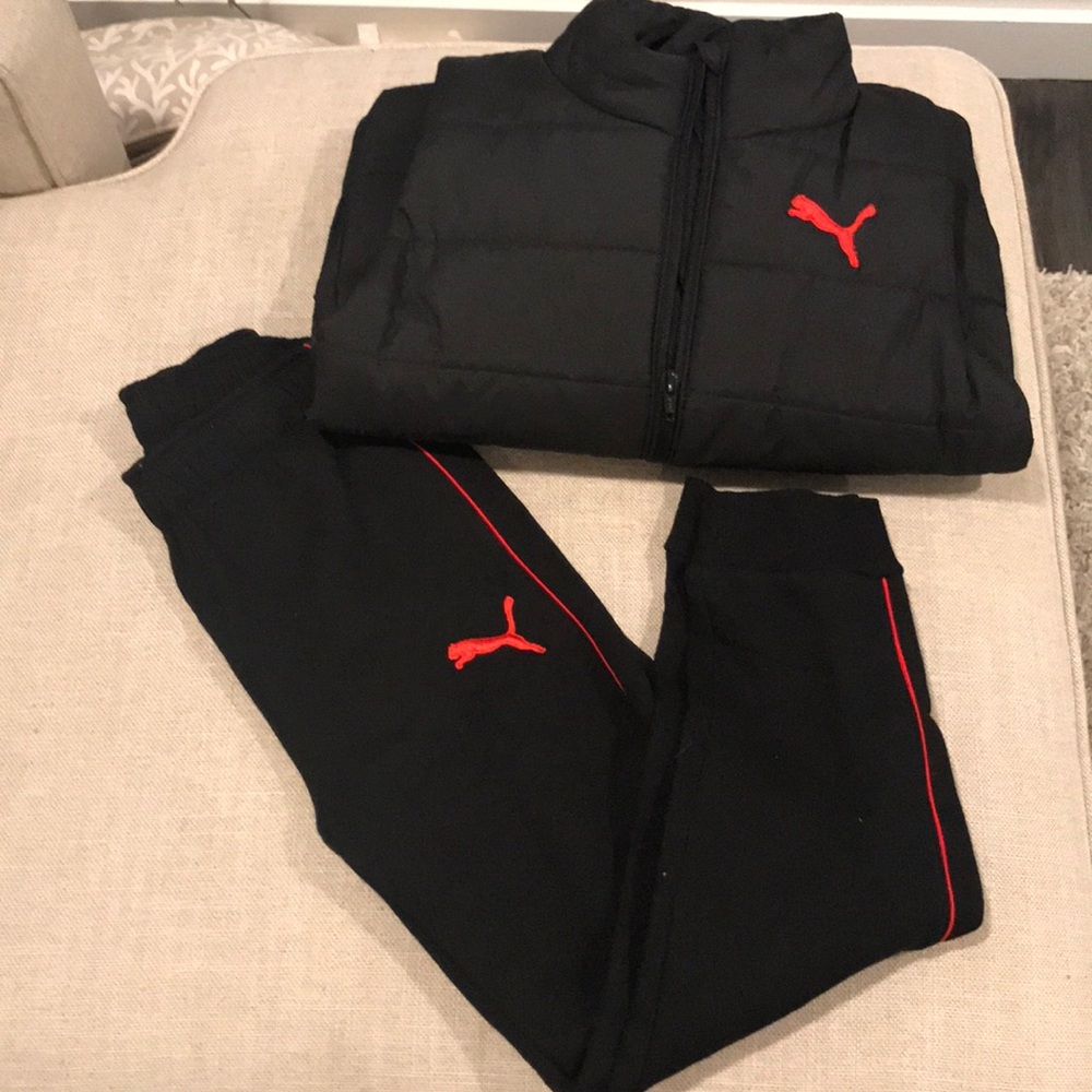 Boys Puma joggers and vest set